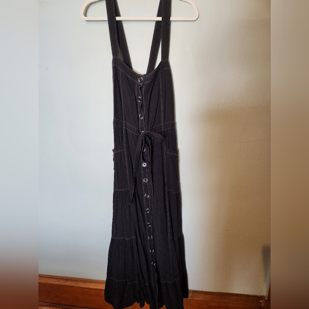 FREE PEOPLE Black Button-Down Dress